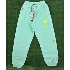 Palm Angels PXP Painted Sweatpants Seafoam Yellow Small Brand New